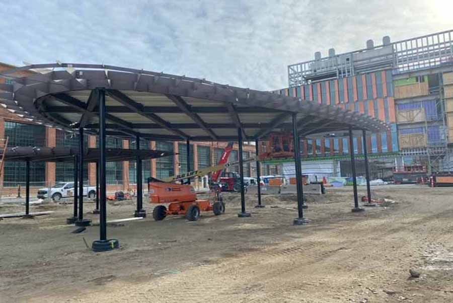 Curved Steel Canopy at Arsenal on the Charles Life Science Campus